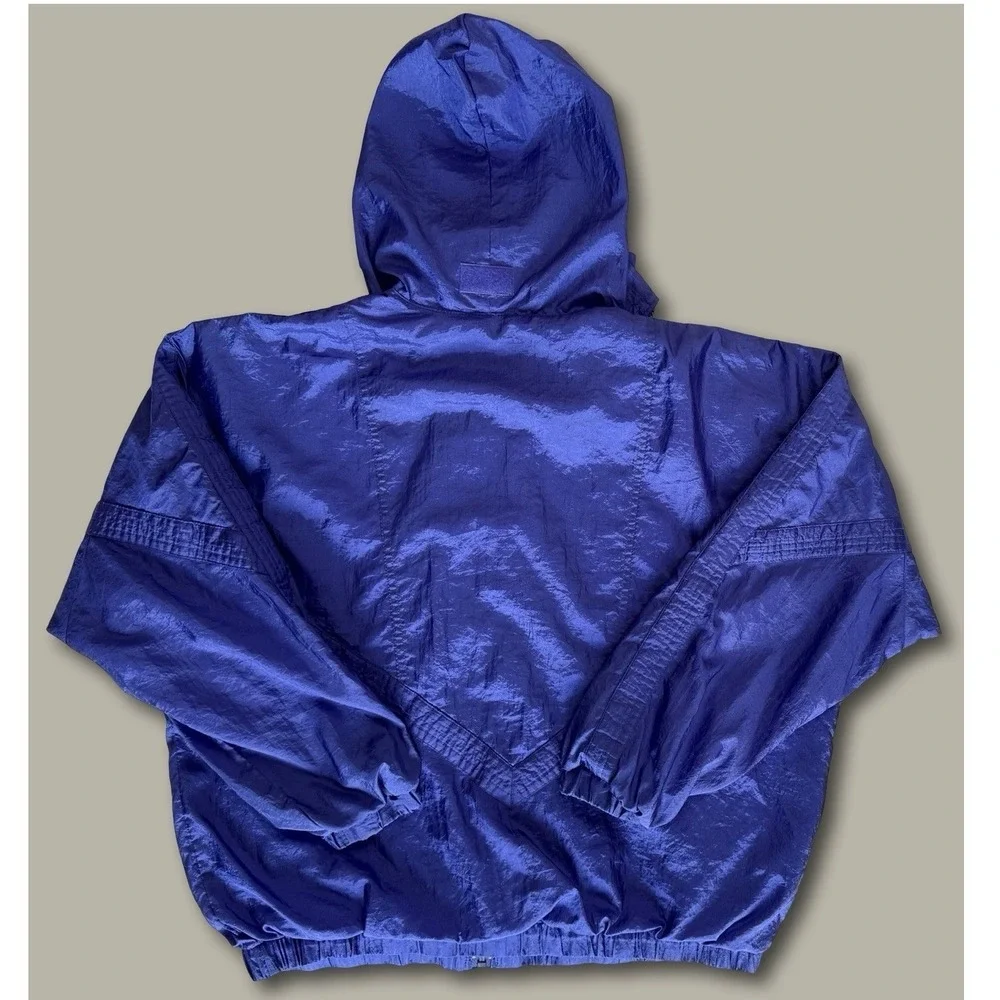 Pacific Trail Vintage 90s Windbreaker Jacket Medium Royal Blue Stowaway Hood